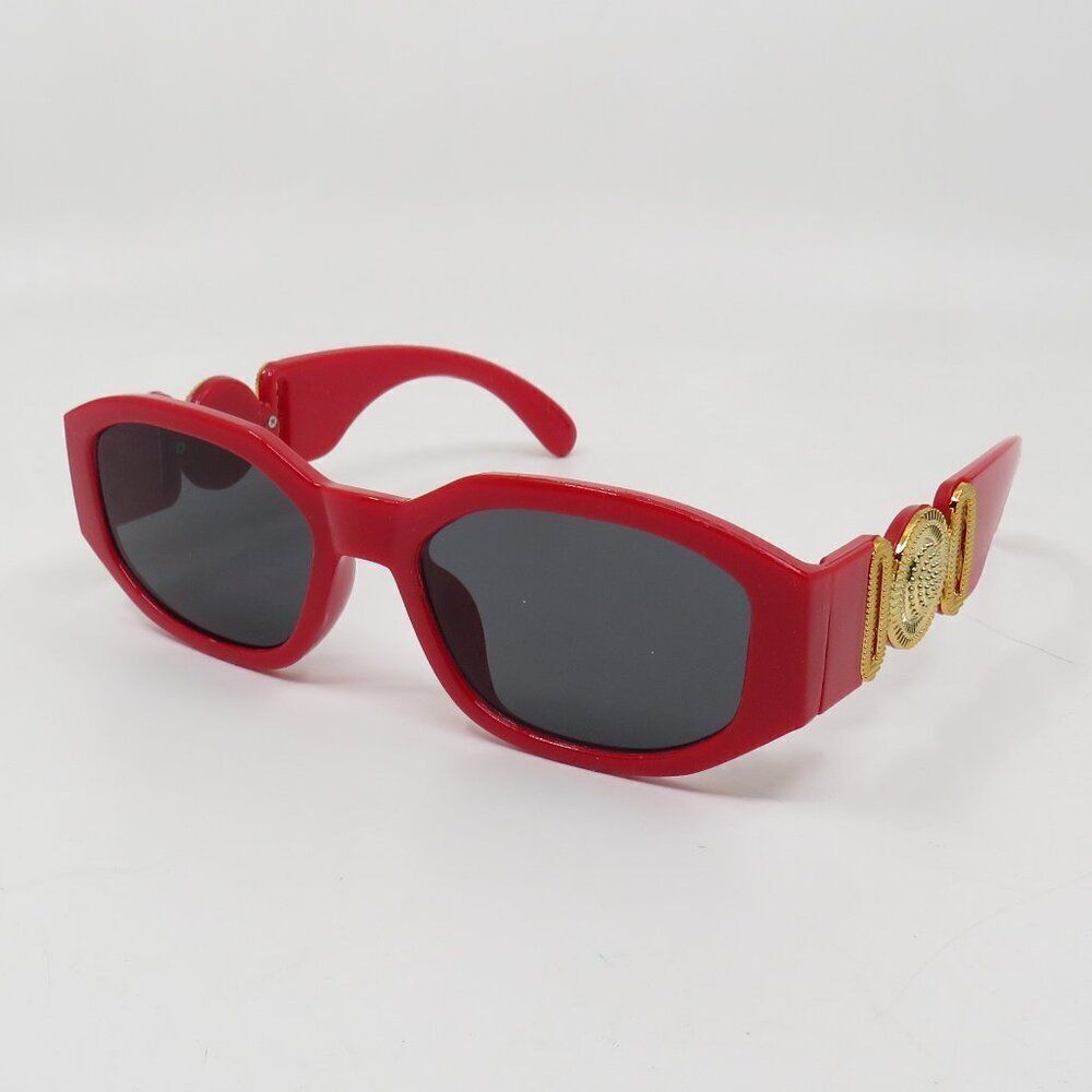 Fashion Sunglasses Retro Red/Grey Gold Logo Vintage Fashion Irregular Frame